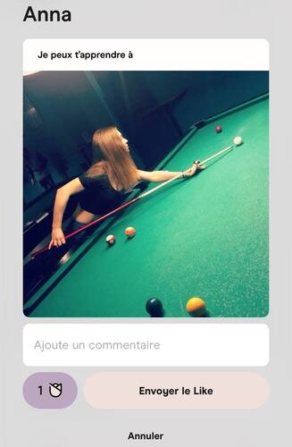 like profil hinge rose envoyer le like billard femme