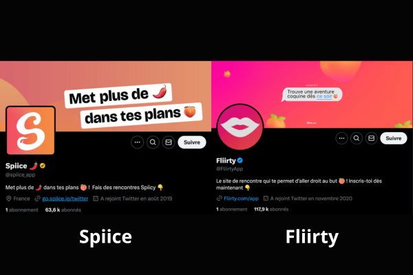 les comptes X de Fliirty et Spiice